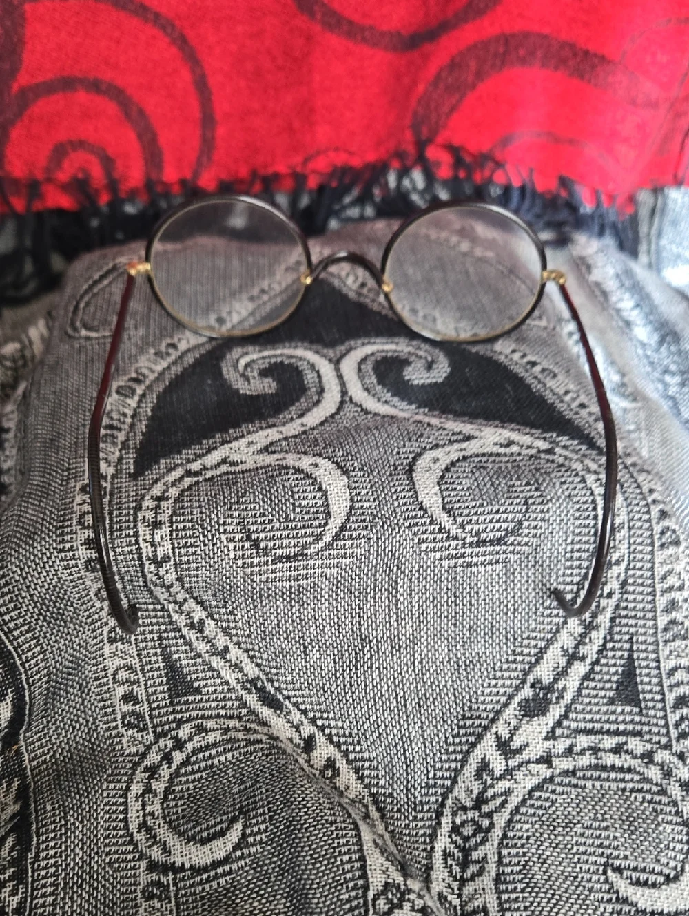 Antique Optical, Celluloid over gold tone Glasses, Steampunk Vintage & Case
